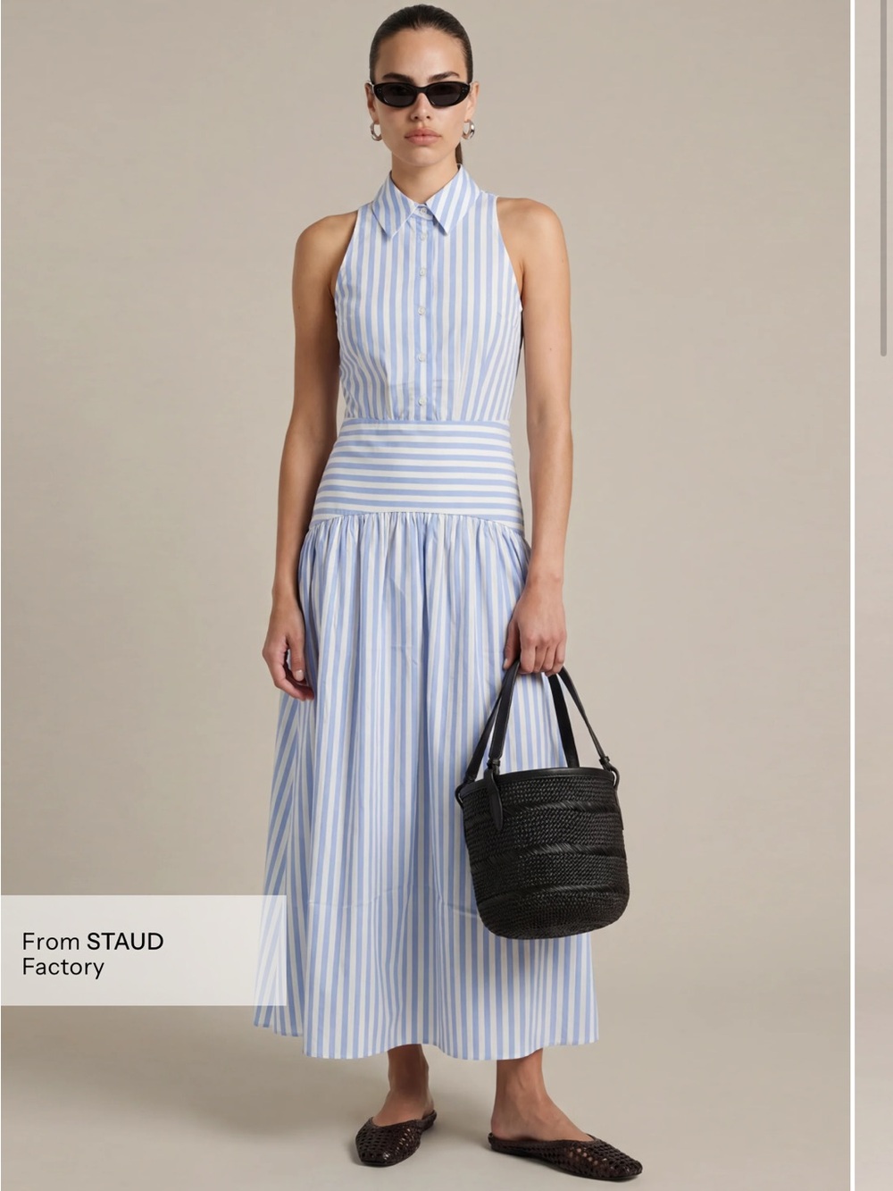 NWT Few Moda Blyss Dress size 4 Light Blue Stripe midi maxi drop waist o.p.t
